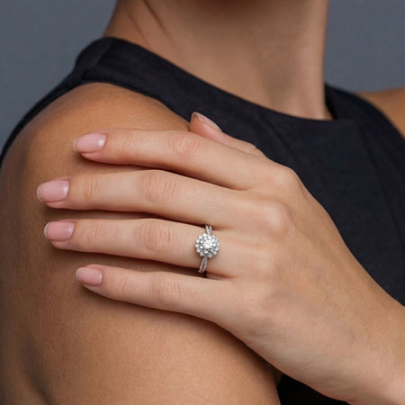 Simply Savvy Stellar Halo Moissanite Ring