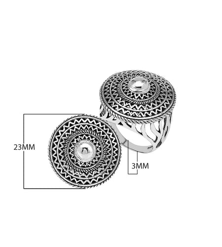 SImply Savvy Bali Mandala Statement Ring – Handcrafted Sterling Silver Artisan Ring