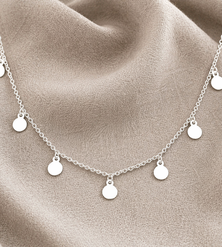 925 Sterling Silver Dainty Disc Charm Necklace – Minimalist Layering Necklace