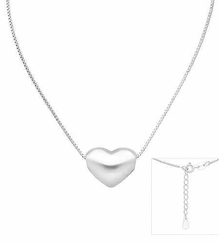 925 Sterling Silver Italian Heart Necklace 16” Minimalist Pendant