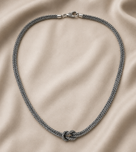 Simply Savvy Bali Knot Weave Chain Necklace – 2.5MM Sterling Silver (Multiple Lengths)
