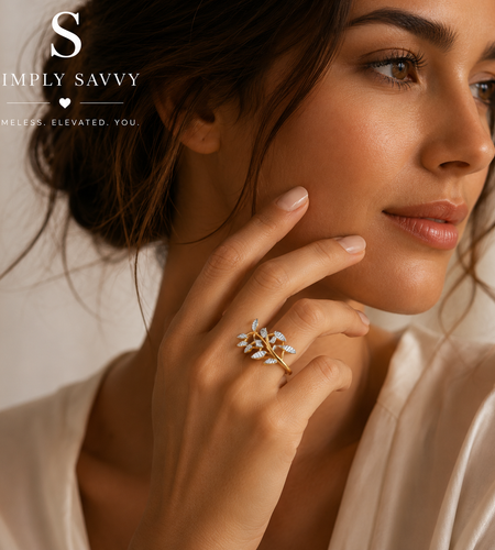 14K Two-Tone Gold Textured Leaf Crossover Ring