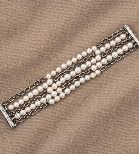 Pre-Owned Silpada 5-Strand Pearl Sterling Silver Bracelet - Retired Design