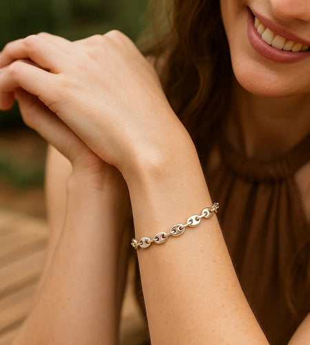 Sterling Silver Puffed Mariner Bracelet