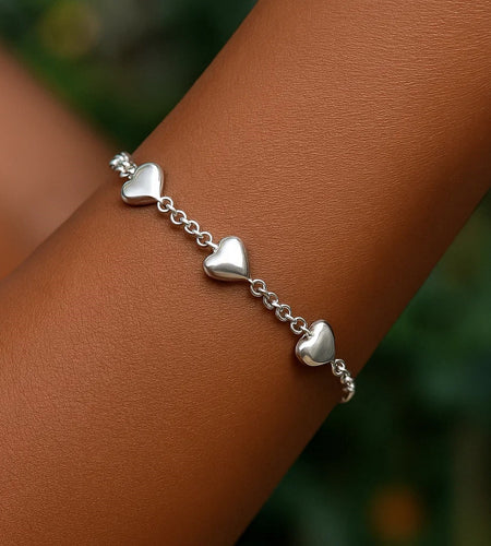 Sterling Silver Triple Heart Bracelet