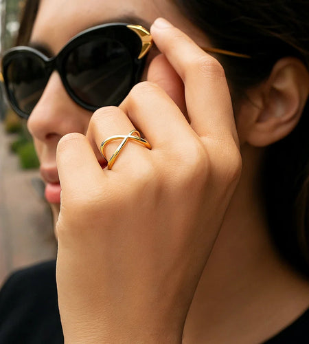 14K Yellow Gold Polished X-Crossover Ring