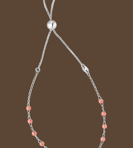 Sterling Silver Two-Tone Adjustable Cross Bracelet