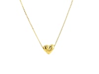 Load and play video in Gallery viewer, 14k Yellow Gold Chain Necklace with Sliding Puffed Heart Charm