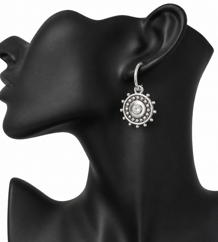 Pre-Owned Brighton Reversible Crystal Medallion Dangle Earrings