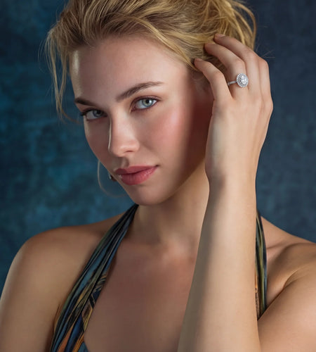 Simply Savvy Double Halo Promise Moissanite Ring
