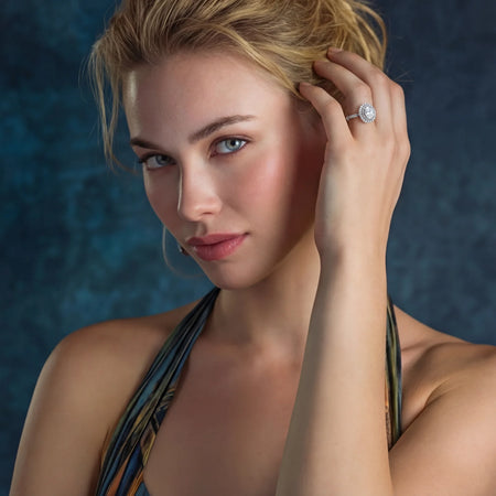 Simply Savvy Double Halo Promise Moissanite Ring