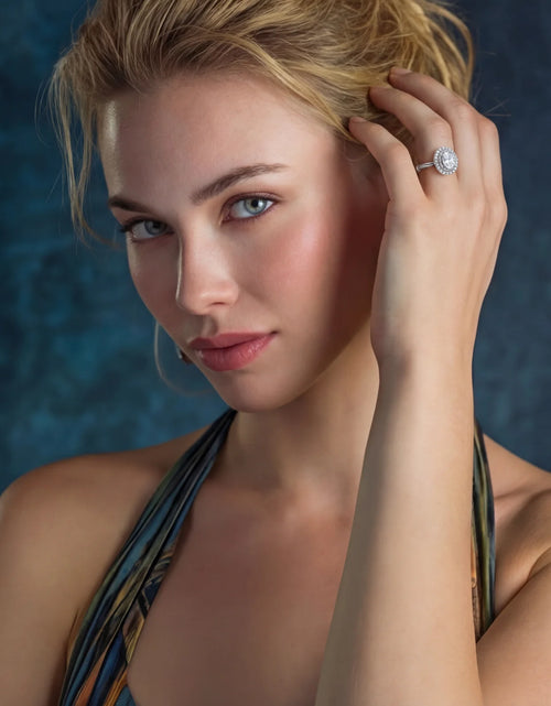 Load image into Gallery viewer, Simply Savvy Double Halo Promise Moissanite Ring
