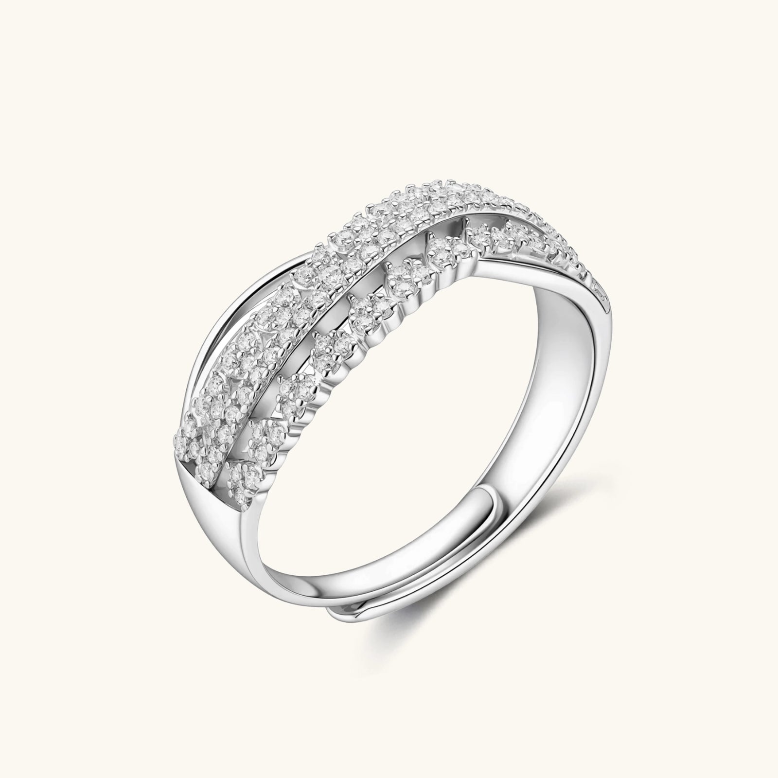 Moissanite Infinity Crossover Ring in 925 Sterling Silver