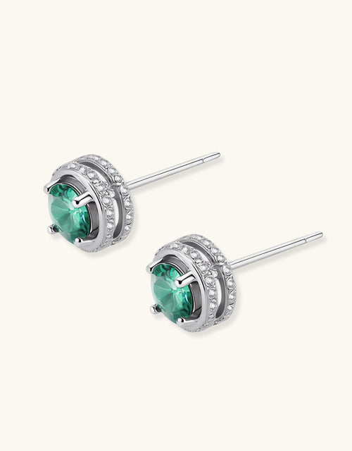 Load image into Gallery viewer, Simply Savvy Emerald Spark Halo Studs
