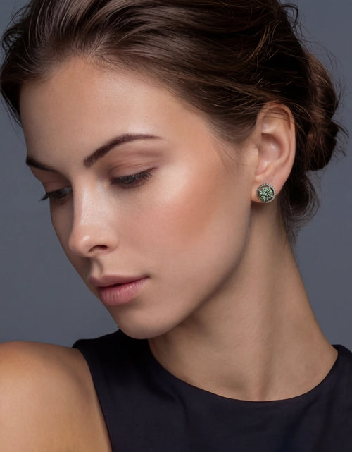 Load image into Gallery viewer, Simply Savvy Emerald Spark Halo Studs
