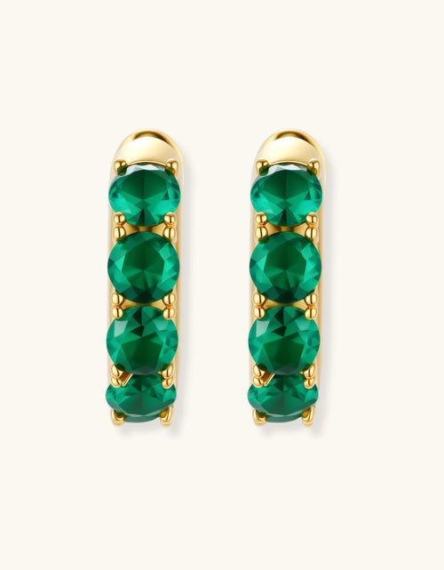 Load image into Gallery viewer, Simply Savvy Emerald Huggie Hoops
