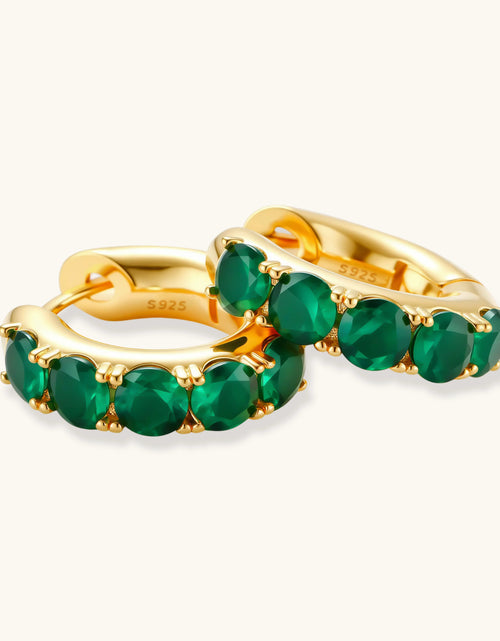 Load image into Gallery viewer, Simply Savvy Emerald Huggie Hoops
