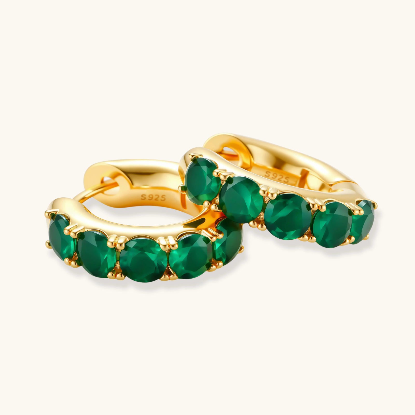 Simply Savvy Emerald Huggie Hoops