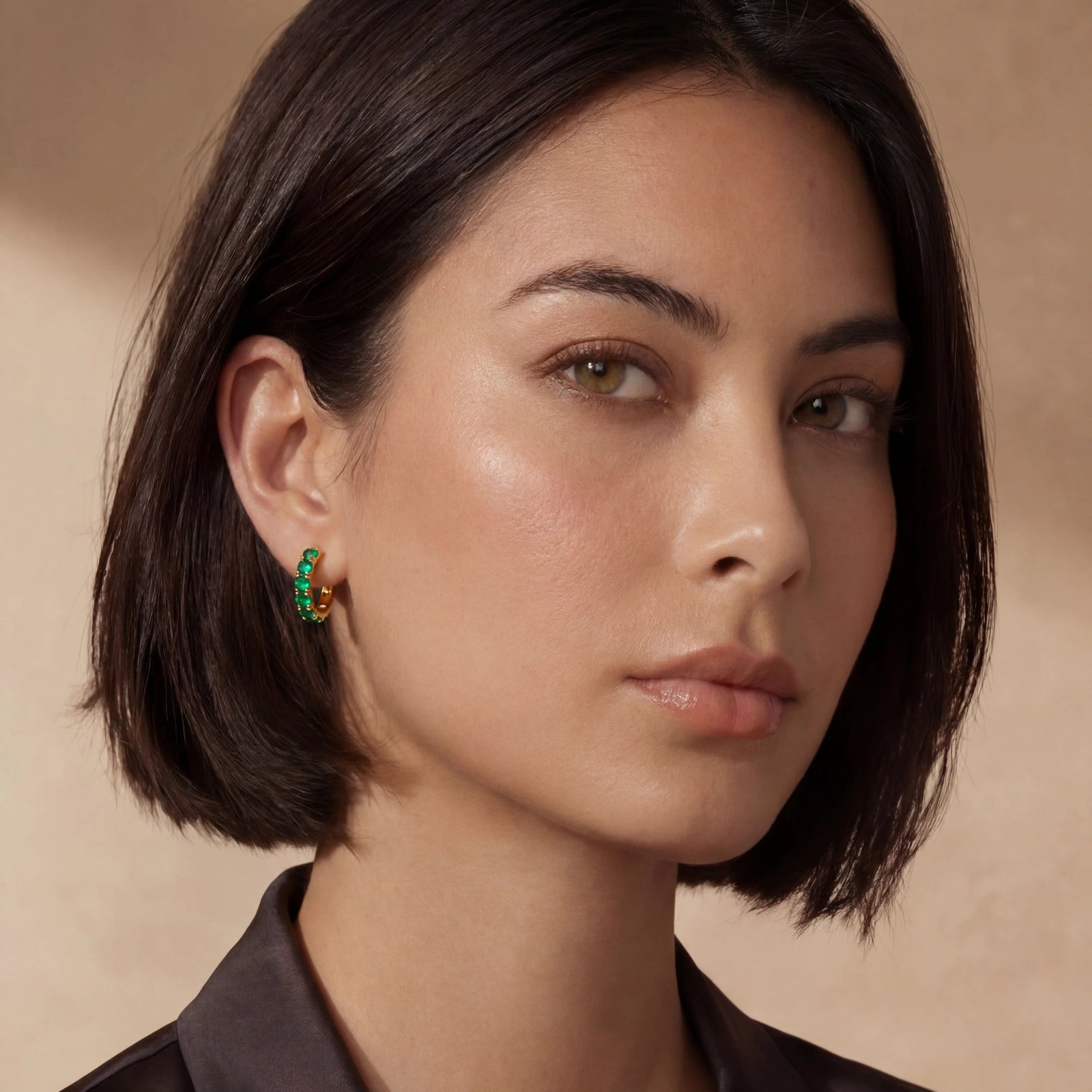 Simply Savvy Emerald Huggie Hoops