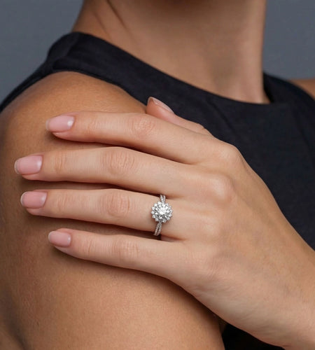 Simply Savvy Stellar Halo Moissanite Ring