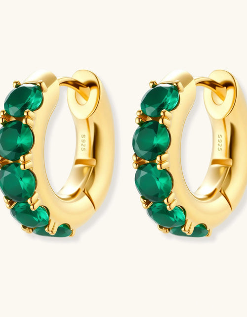 Load image into Gallery viewer, Simply Savvy Emerald Huggie Hoops
