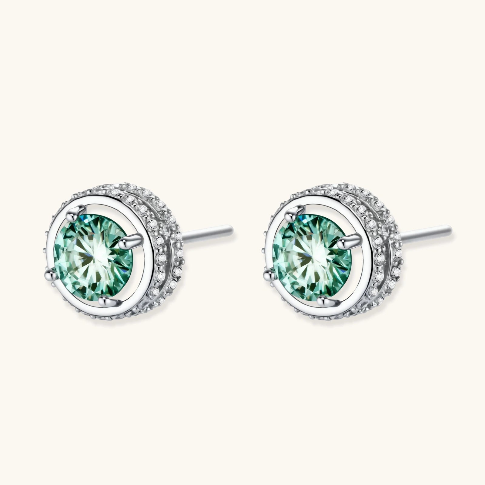 Simply Savvy Emerald Spark Halo Studs