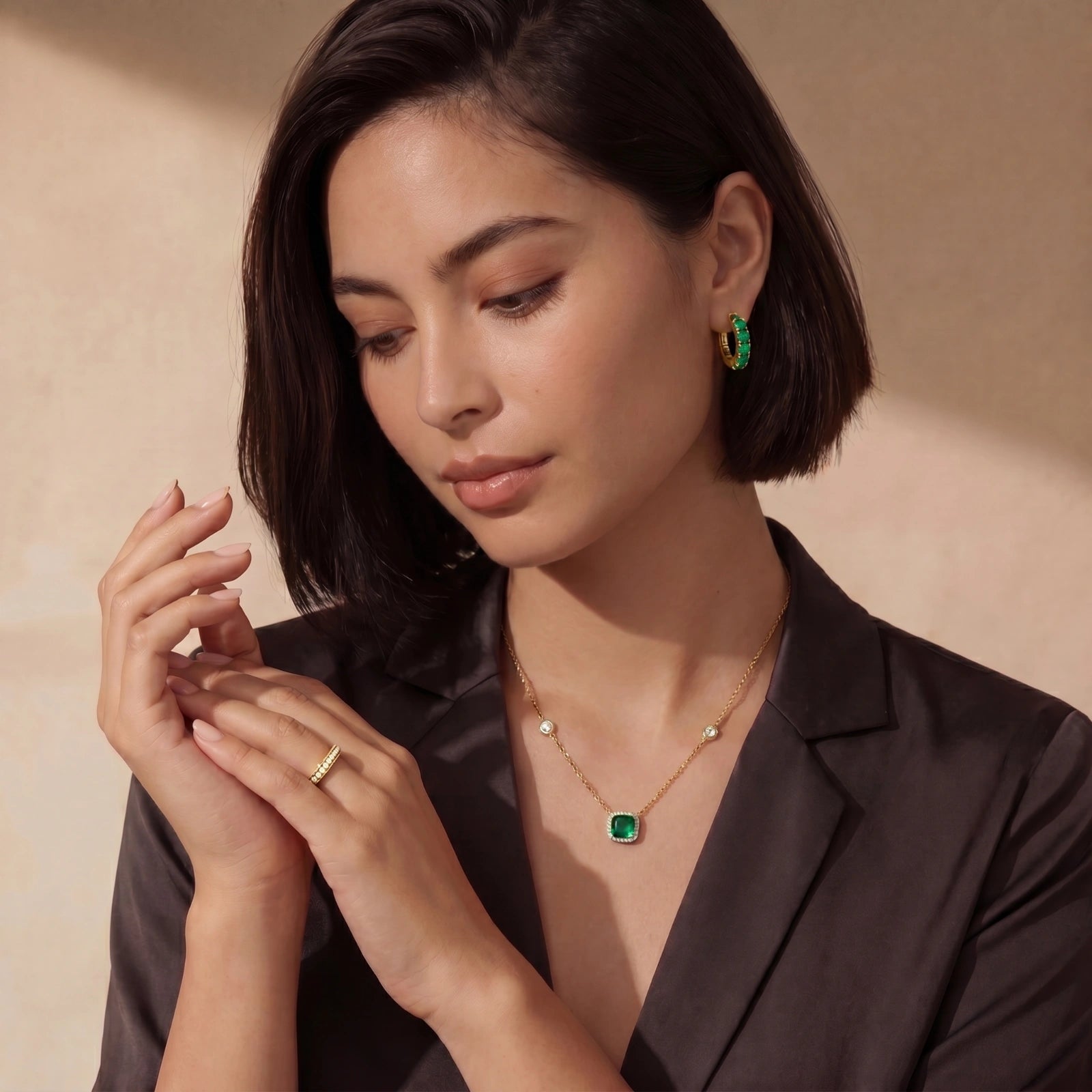 Simply Savvy Emerald Huggie Hoops