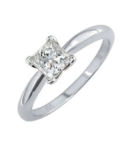 Certified 0.26 CTW Princess Cut Diamond Solitaire Ring | 14K White Gold