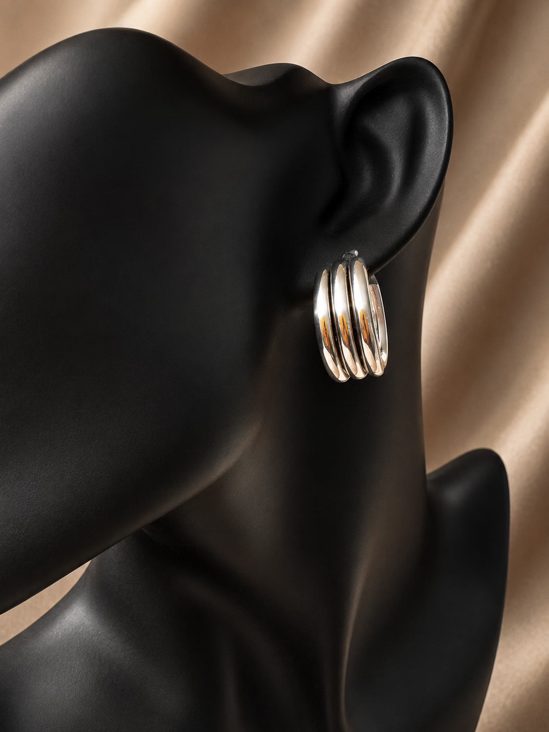 Sterling Silver Metro Ridged Hoop Earrings