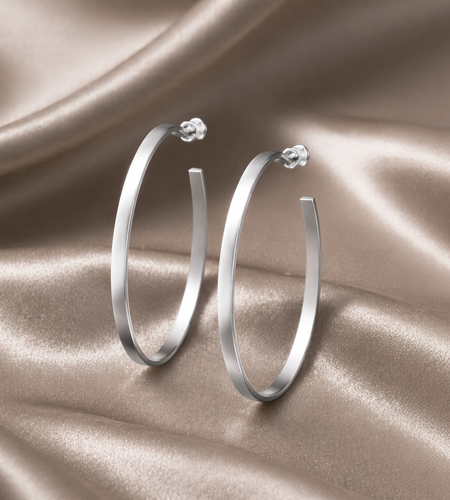 925 Sterling Silver “Modern Sculptural Hoop Earrings”