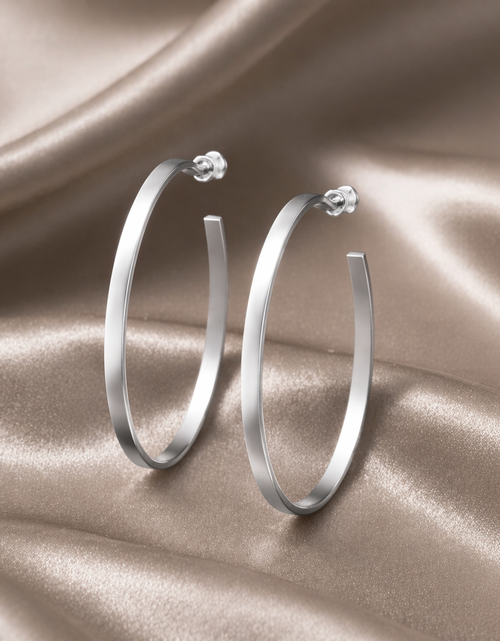 Load image into Gallery viewer, 925 Sterling Silver “Modern Sculptural Hoop Earrings”
