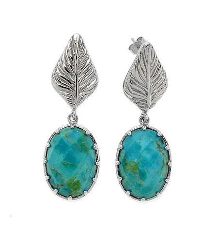 Simply Savvy “Turquoise Oasis” Leaf Drop Earrings