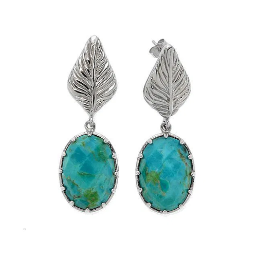 Load image into Gallery viewer, Simply Savvy “Turquoise Oasis” Leaf Drop Earrings
