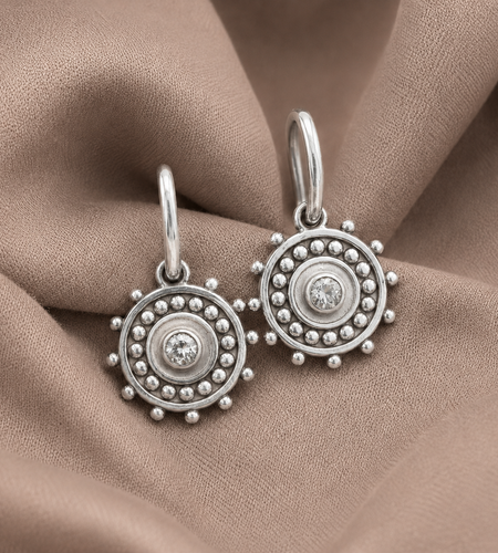 Pre-Owned Brighton Reversible Crystal Medallion Dangle Earrings