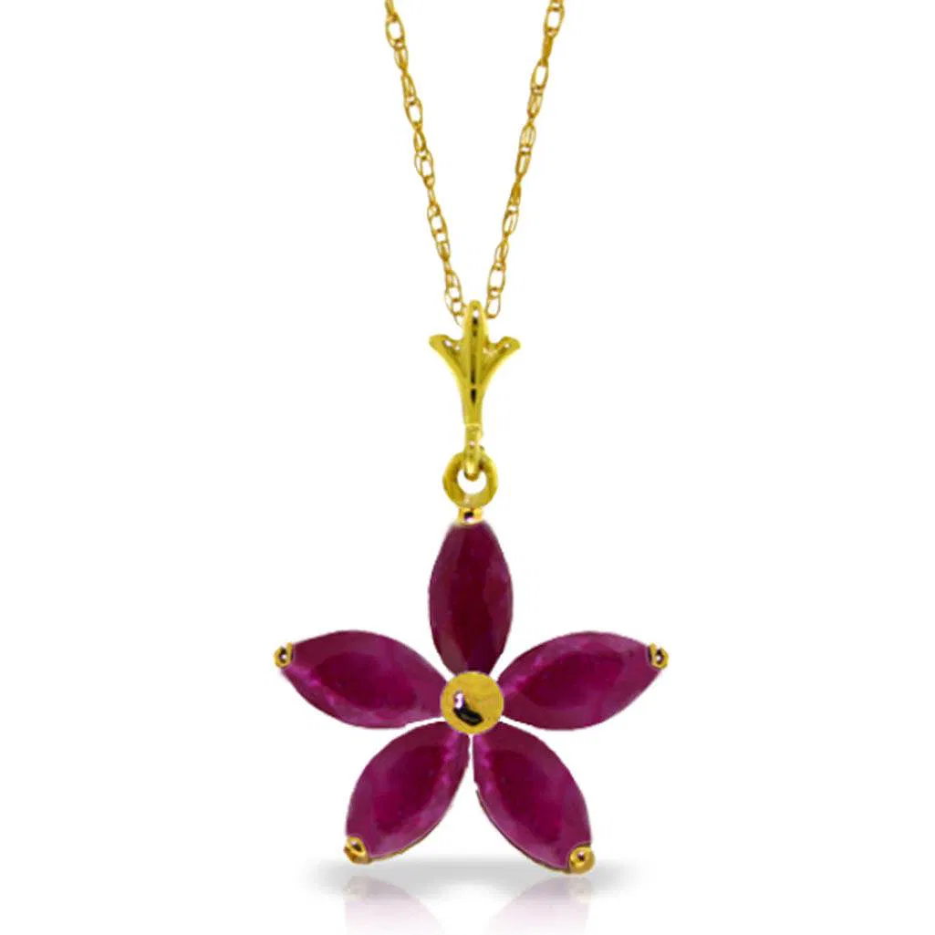 Simply Savvy “Crimson Bloom” Ruby Pendant – 1.4 CTW 14K Gold Necklace