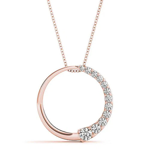 Load image into Gallery viewer, Simply Savvy “Endless Journey” 14K Rose Gold Diamond Circle Necklace
