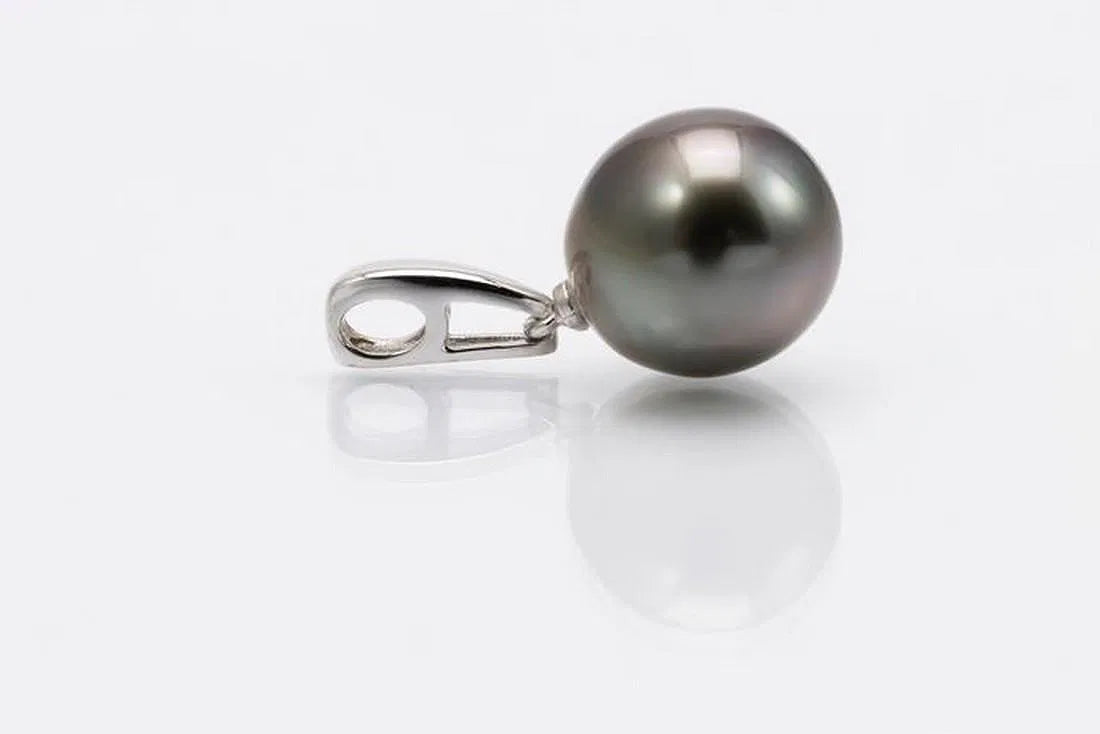11.5mm Peacock Tahitian Pearl Pendant Necklace – 14K White Gold | French Polynesia