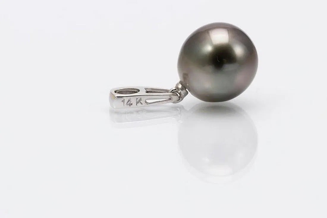 11.5mm Peacock Tahitian Pearl Pendant Necklace – 14K White Gold | French Polynesia
