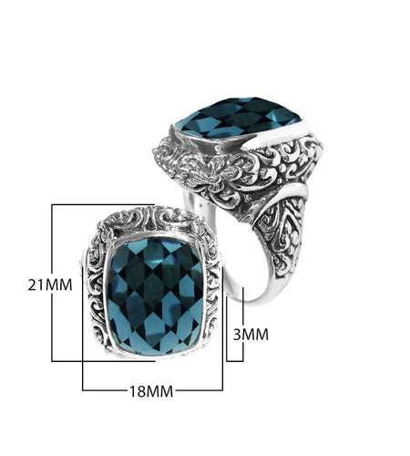 Simply Savvy Bali Artisan Sterling Silver London Blue Topaz Ring – Handcrafted 925 Silver Luxury Statement Ring