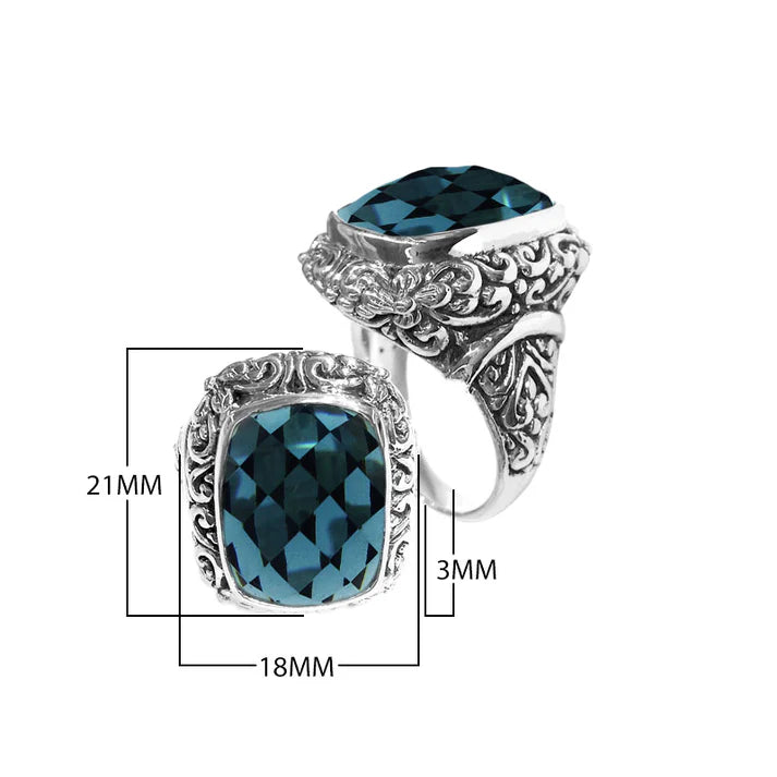 Simply Savvy Bali Artisan Sterling Silver London Blue Topaz Ring – Handcrafted 925 Silver Luxury Statement Ring
