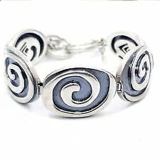 Pre-Owned Silpada Sterling Silver Swirl Bracelet - Retired Design