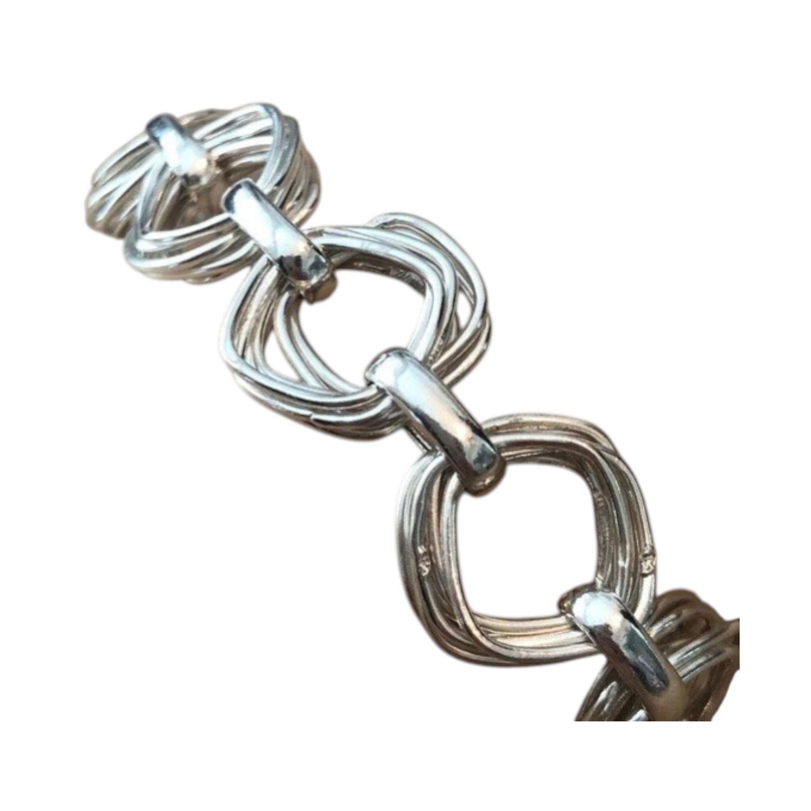Pre-Owned Silpada Modernist Sterling Silver Square Link Bracelet - Retired Design
