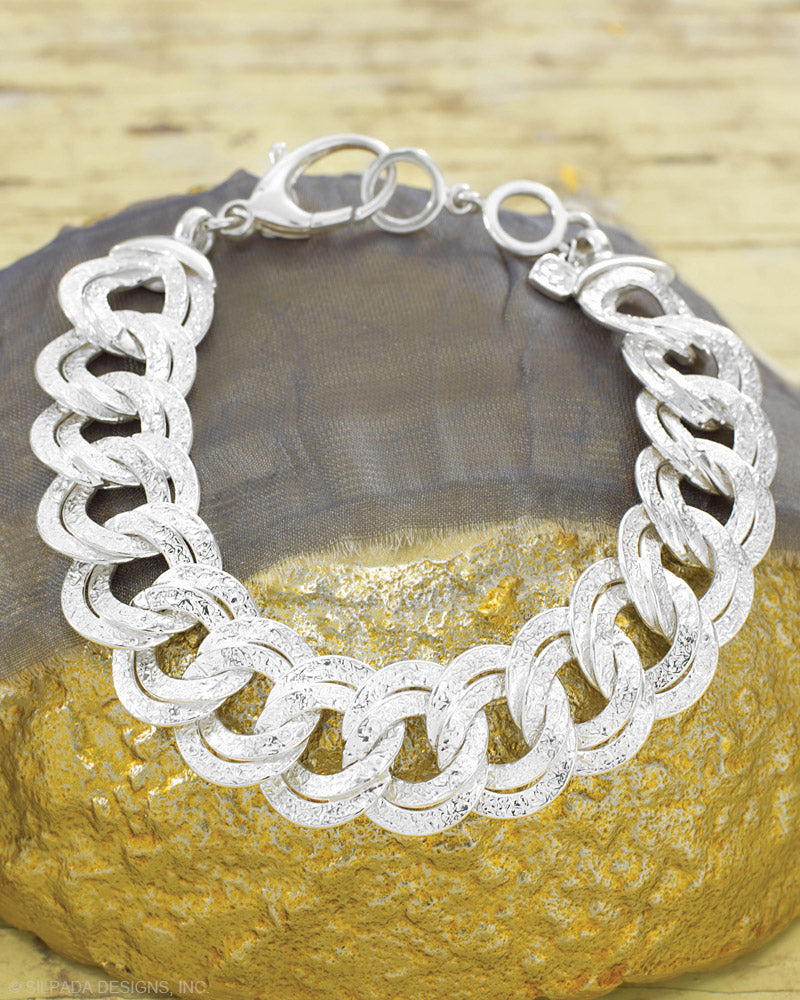 Pre-Owned Silpada Chicest Link Sterling Silver Bracelet - Retired Design