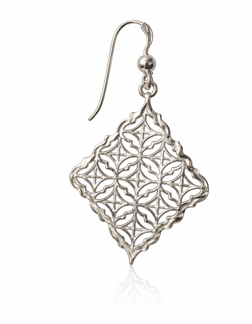 Load image into Gallery viewer, 925 Sterling Silver “Ornate Filigree Diamond Drops” Earrings
