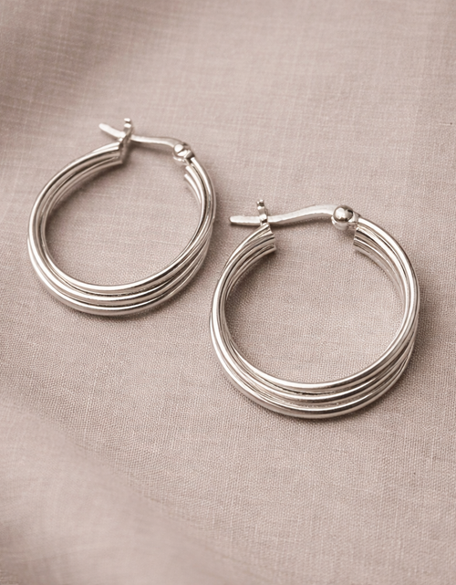 Load image into Gallery viewer, 925 Sterling Silver “Triple Curve Hoop” Earrings
