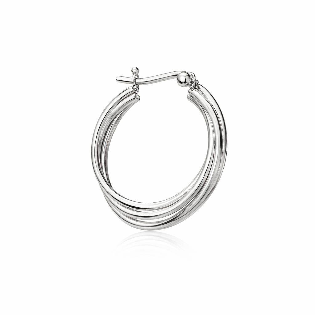 925 Sterling Silver “Triple Curve Hoop” Earrings