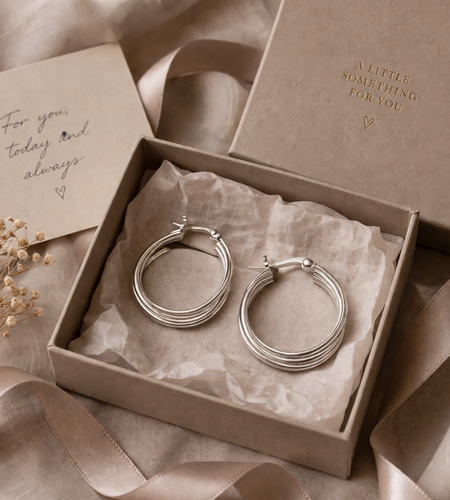 925 Sterling Silver “Triple Curve Hoop” Earrings