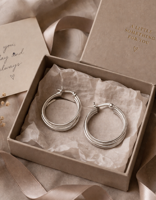 Load image into Gallery viewer, 925 Sterling Silver “Triple Curve Hoop” Earrings
