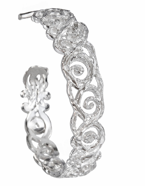 Load image into Gallery viewer, 925 Sterling Silver “Ornate Swirl Hoop” Earrings

