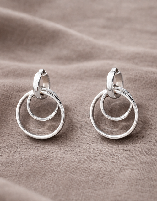 Load image into Gallery viewer, 925 Sterling Silver "Modern Interlock" Drop Earrings
